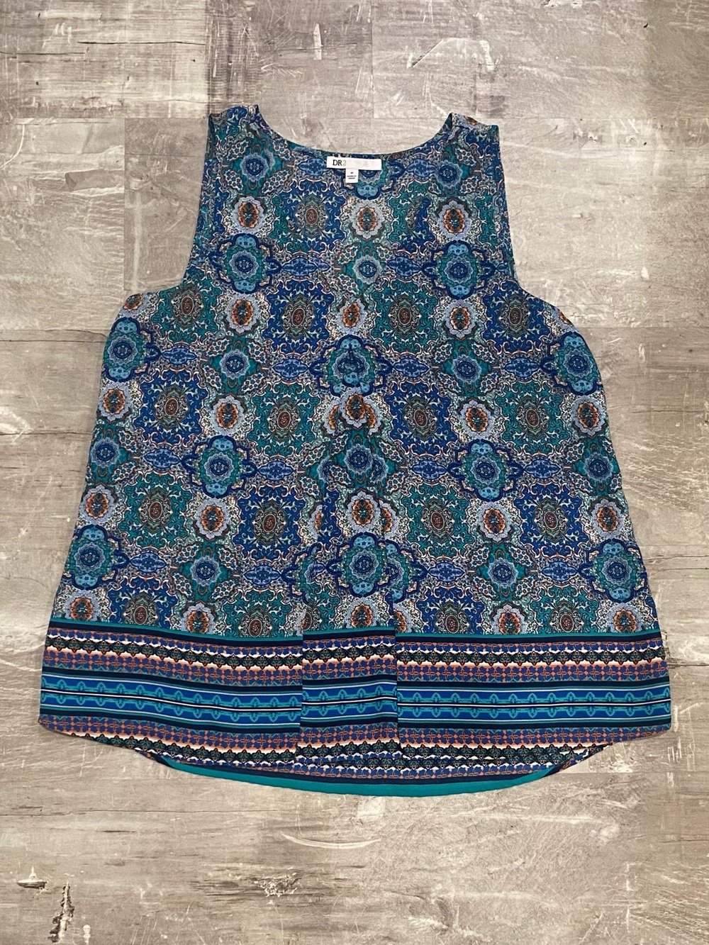 Women’s DR2 Blue and Teal Paisley Sleeveless Top